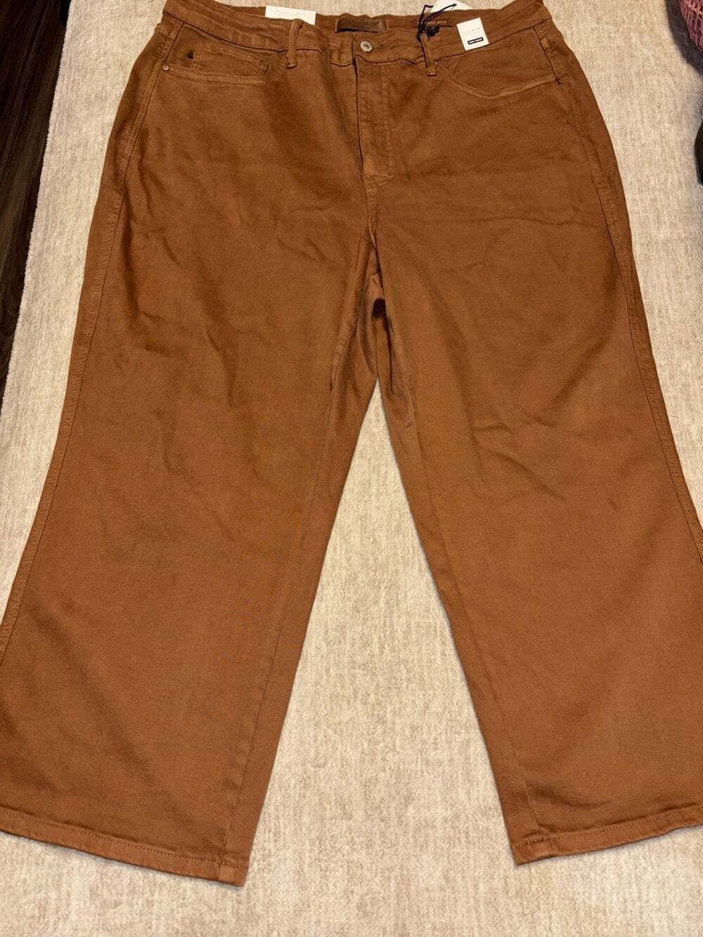 Judy Blue Garment Dyed Wide Leg Crop Jeans Maple Brown Tummy Control 22W NWT